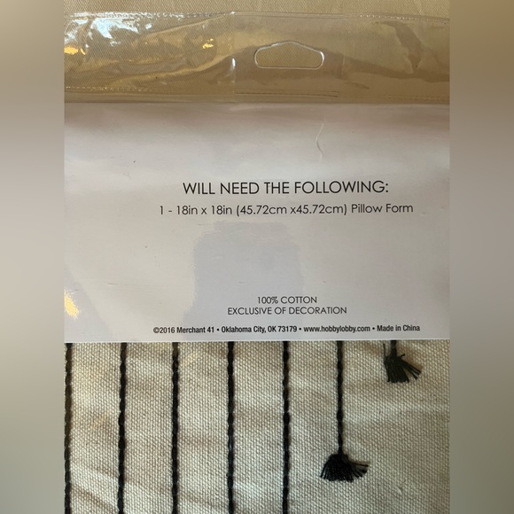 Merchant 41 Pillow Cover. Tan with Black Embroidered Accents. - Picture 3 of 5